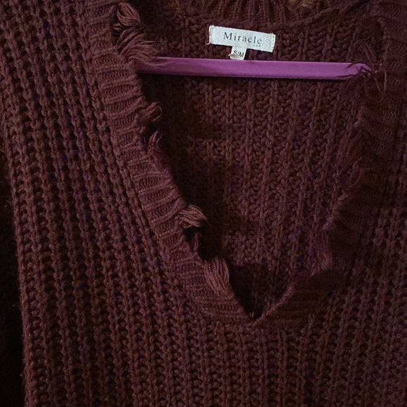 Distressed Burgundy Sweater - Picture 2 of 3